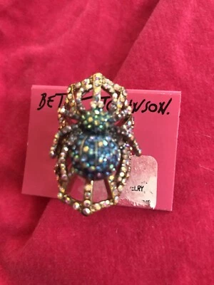 Кольцо-паутина Betsey Johnson великолепная золотистая эмаль со стразами размер 6 - Изображение 1 из 4