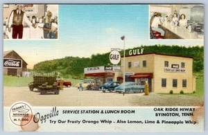 1930-40 OGGVILLE SERVICE STATION ALMUERZO BYINGTON TN COCA-COLA POSTAL - Imagen 1 de 2