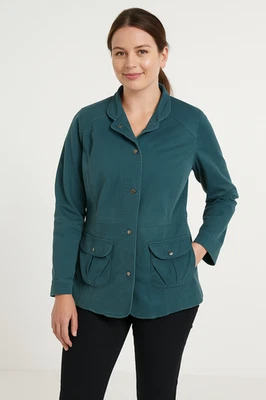 Jaqueta J Jill veludo azul-azulado veludo botão para baixo tamanho 12P - Imagem 1 de 4