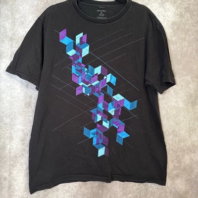 Vintage Y2K Anchor Blue Geometric Abstract Blue Purple Cubes Tee Unisex Size XL - Image 1 of 4
