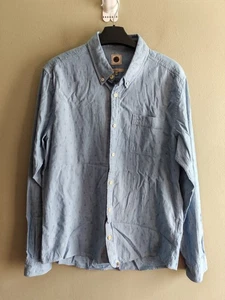 Pretty Green Light Blue Denim Chambray Long Sleeve Button Up Shirt Medium Anchor - Picture 1 of 15