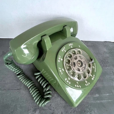 Vintage Bell System Rotary Dial Telephone Avocado Green Mid Century Retro Decor - Image 1 of 4