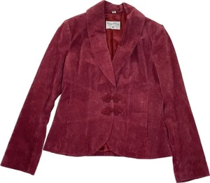 Pamela mccoy leather Suede jacket Blazer red Chinese Frog Button XS - Picture 1 of 6