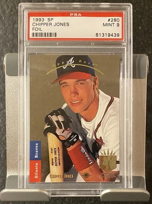 Upper Deck SP Chipper Jones Rookie Foil 1993 #280 PSA 9 como nuevo - Braves Salón de la fama - ¡Guau! Foto 1 de 2