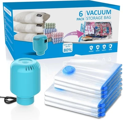 Juego De 10 Bolsas Para Guardar Ropa Al Vacío Con Bomba Eléctrica Combo Size Set Foto 1 de 4