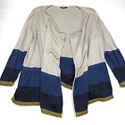 Ulla Popken Open Cardigan De 58/60 Uk 32/34 Grey Blue Cotton Knit Sweater