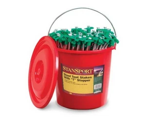 Stansport 818-100 T-Top Nail Stake-Bucket Pack - 100 Min - Steel - Picture 1 of 1