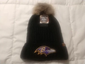 Baltimore Ravens Woman's Knit Pom Black Hat - Picture 1 of 2