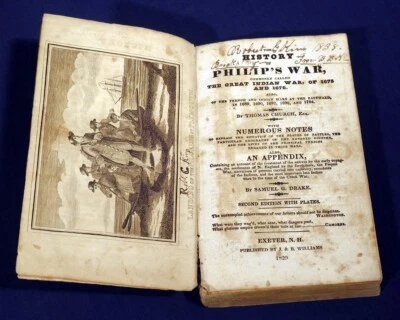 1829 History of Philip's War Great Indian War of 1675 etc.. Thomas Church AS IS! Foto 1 de 3