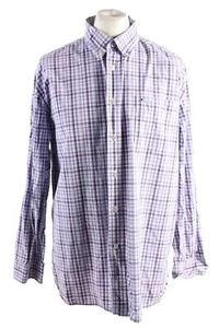 Men Shirt Tommy Hilfiger Check Printed Shirts Vintage Lilac Size XL-SH3911 - Picture 1 of 4