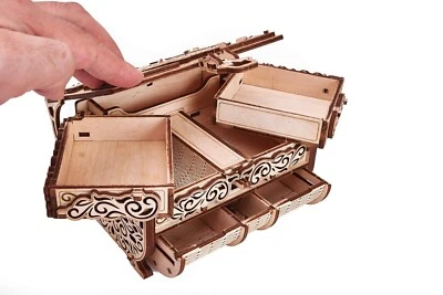 Truco de madera caja del tesoro modelo mecánico 3D rompecabezas de madera mejor juguete hágalo usted mismo Foto 1 de 4