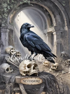 Halloween Raven Skeletons "Nevermore" Card + Exclusive Envelope - Picture 1 of 4