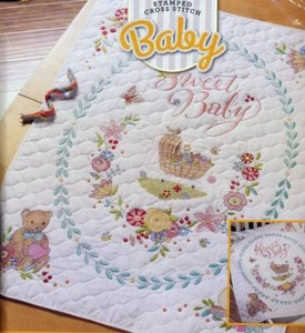 BUCILLA SÜSS BABY KRIPPE BEZUG GESTEMPELT KREUZSTICH SET GRÖSSE 34" X 43" - Bild 1 von 3
