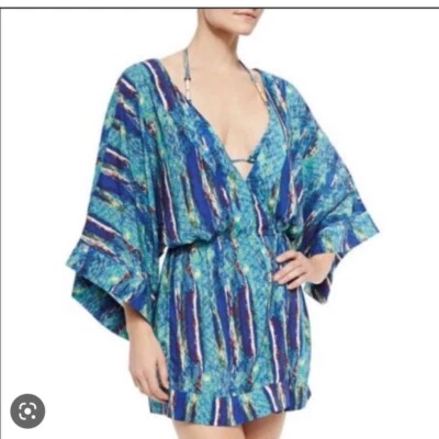 VIX Paula Hermanny Swim Stone Kimono tassels Cover up Sz Large - Image 1 of 4