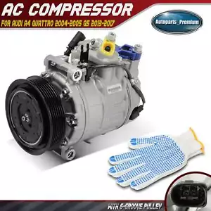 A/C Compressor w/ 6-Groove Pulley for Audi A4 Quattro 2004-2005 Q5 13-17 S4 SQ5 - Picture 1 of 10