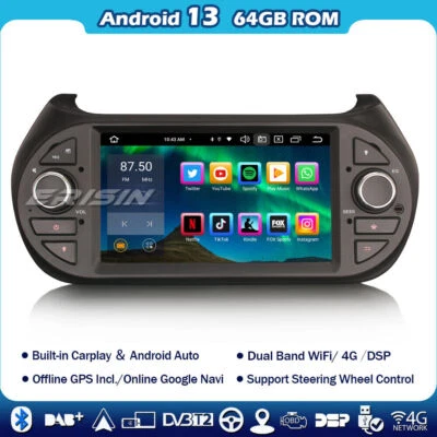 8-Kern Android 13 Autoradio Navi DAB+DSP 4G DSP Fiat Fiorino Citroen Nemo Bipper - Bild 1 von 4