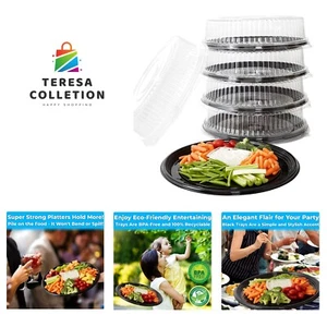 Heavy Duty, Recyclable 16 in. Serving Tray and Lid 5pk. Large, Black Plastic ... - Imagen 1 de 8