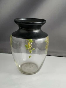 Vintage handbemalte Glasvase mit Silberfarbe - Bild 1 von 7