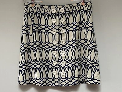 Saia Anthropologie taikonku Feminina Ikat Forrada 2 Fileiras Botões Bolsos Tamanho 8 - Imagem 1 de 4