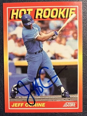 Tarjeta de novato Jeff Conine #5 firmada a mano autógrafo 1991 Score Hot Foto 1 de 3