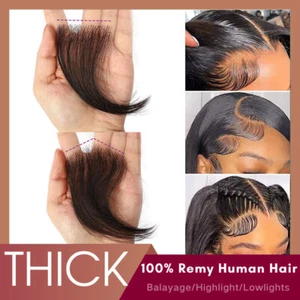 Invisible Baby Hair Lace Edge Stripes Reusable Remy Human Hair Piece Black Women - Picture 1 of 28