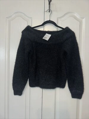 Suéter H&M Mujer Fuera del Hombro Negro Pullover Talla Pequeña Foto 1 de 4
