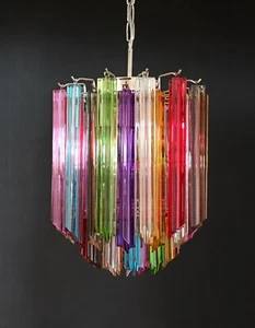 Lampadario Quadriedri Murano - 47 prismi multicolori - Foto 1 di 21