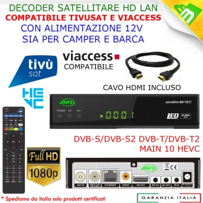Decoder Combo Edision Piccollino Dvb-S2/Dvb-T2/C H.265 Edision Piccollino Combo - Immagine 1 di 4