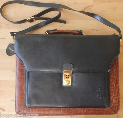 Bolso Mensajero Belle Rose Negro y Marrón Imitación Cuero Cocodrilo Maletín para Laptop Foto 1 de 4