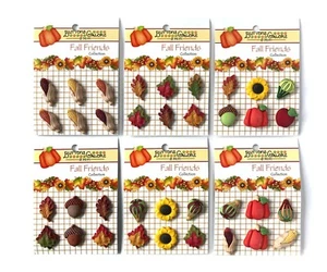 Buttons Galore FALL FRIENDS Set of Novelty 3D Embellishments Shank Buttons - Picture 1 of 7