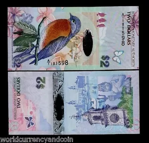 BERMUDA 2 DOLLARS P-57 2009 *A/1* Hybrid POLYMER BIRD BUTTERFLY ANIMAL UNC NOTE - Picture 1 of 3