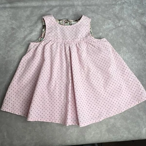 H&M Baby Girl Dress 6-9M Pink Corduroy Polka Dot Floral Lined Bodice Buttons - Picture 1 of 10