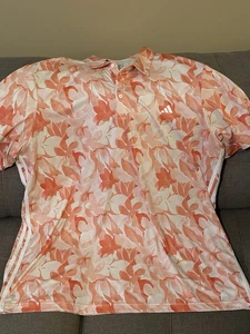 Adidas Golf Coral Fusion Floral Polo Shirt Men’s Size 2XL XXL - Picture 1 of 4