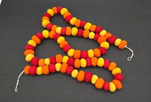 TRADER JOE’S 6' Felted Wool Garland Thanksgiving Red Orange Yellow RARE - Picture 1 of 3