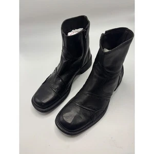 ALDO Black Leather Square Toe Side Zip Ankle Boots Mens Size 39 - Picture 1 of 10