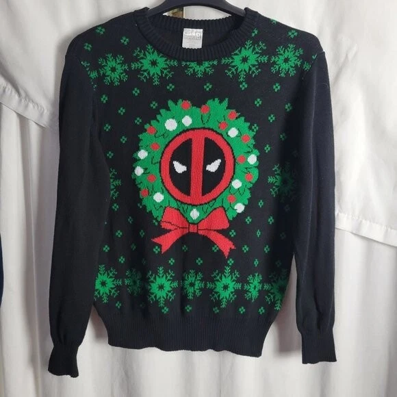 Marvel Deadpool Feo Navidad Suéter Grande Vacaciones Nerd Fandom Hombres Unisex Tejido Foto 1 de 4