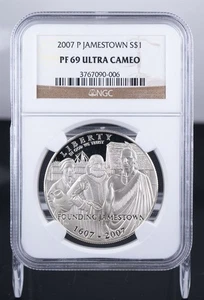Certified 2007-P Silver $1 NGC PF69 Ultra Cameo Jamestown  - Picture 1 of 4