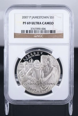 Certified 2007-P Silver $1 NGC PF69 Ultra Cameo Jamestown  - Image 1 of 4