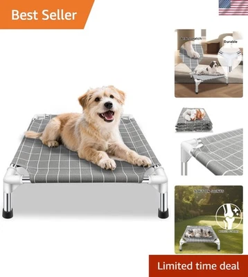 Elevated Pet Bed for Small Dogs | Stylish Grey Dog Cot for Indoor & Outdoor Use - Image 1 of 4
