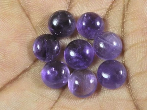 9MM Natural Amethst Ring Size Round Cabochon Loose Gemstone 8Pcs Lot 24Cts. Y453 - Picture 1 of 9