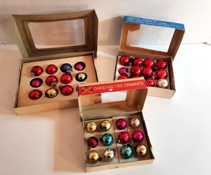 3 Boxes Of Assorted Vintage 36 Mini Ornament Balls ~ 2 Shiny Brite Boxes READ - Picture 1 of 15