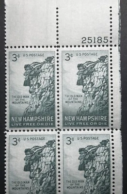 1955 US 3¢ Postage Block Of 4 Stamps New Hampshire Live Free Or Die MNH #1068 - Image 1 of 3