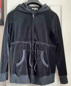 Old Navy Maternity Black Cotton Velour Hoodie Zip Up Drawstring Size M - Picture 1 of 9