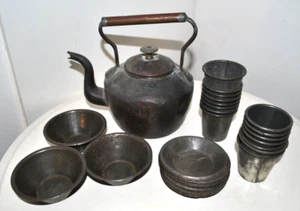 Copper Kettle & Mixed metal set- 25+ Items-Tart cases, bowls & shot cups-Vintage - Picture 1 of 10