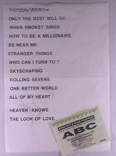 ABC's Setlist + Ticket Original Skyscraping Tour King Tuts Glasgow 1997