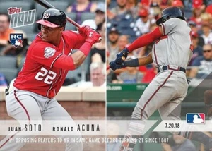 2018 TOPPS NOW #479 JUAN SOTO RONALD ACUNA JR. ROOKIE HR SAME GAME UNDER 21 - Picture 1 of 1