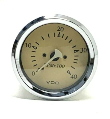 VDO Allentare Teak / Cream 4000RPM 3-3/8" 85mm Diesel Tachometer 333-12281 - Image 1 of 2