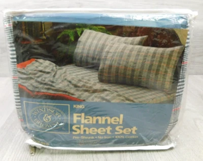 Windsor Browne фланелевый комплект простыней черный красный клетчатый хлопок 4 предмета королевский роскошный - Изображение 1 из 4