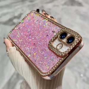Handy Hülle Für iPhone 16 Pro Max 15 14 13 12 Diamant Glitzer Schutz Case Bumper - Zdjęcie 1 z 17
