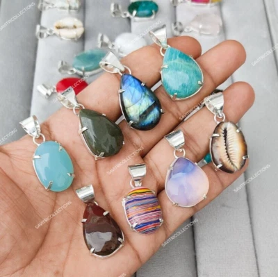 Оптовый лот кулонов с серебряным покрытием Mix Gemstone Mix Design 92,5 оптом ювелирные изделия - Изображение 1 из 4